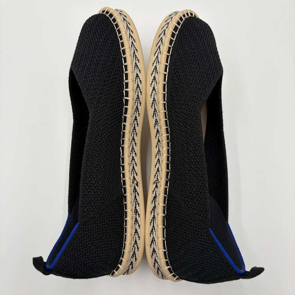 Rothys The Espadrille Black Knit Slip On Flat Shoes Womens 11 186-002 Chic Beach